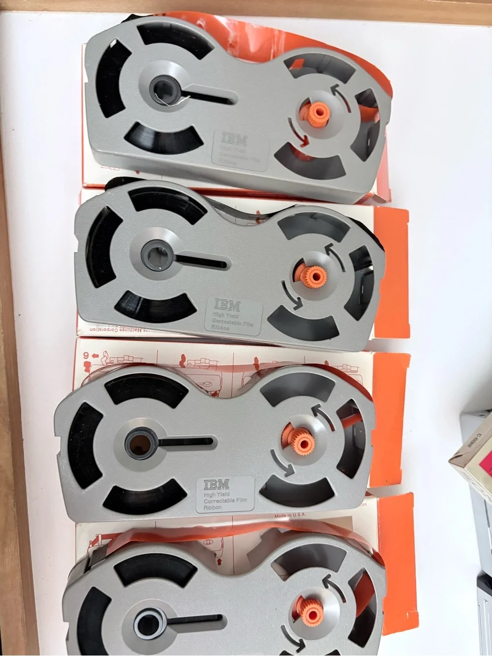 4 X IBM 1299095 Selectric High Yield Correctable Film Ribbon